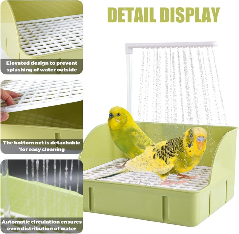 DINTSTYLE Parrot Bathtub, Large Bird Shower Fountain, Automatic Bird Bath, Parrot Bath Shower, Automatic Parrot Bathtub with Circulating Faucet, Indoor Fountain Bathtub with USB Pump, Green - Image 3